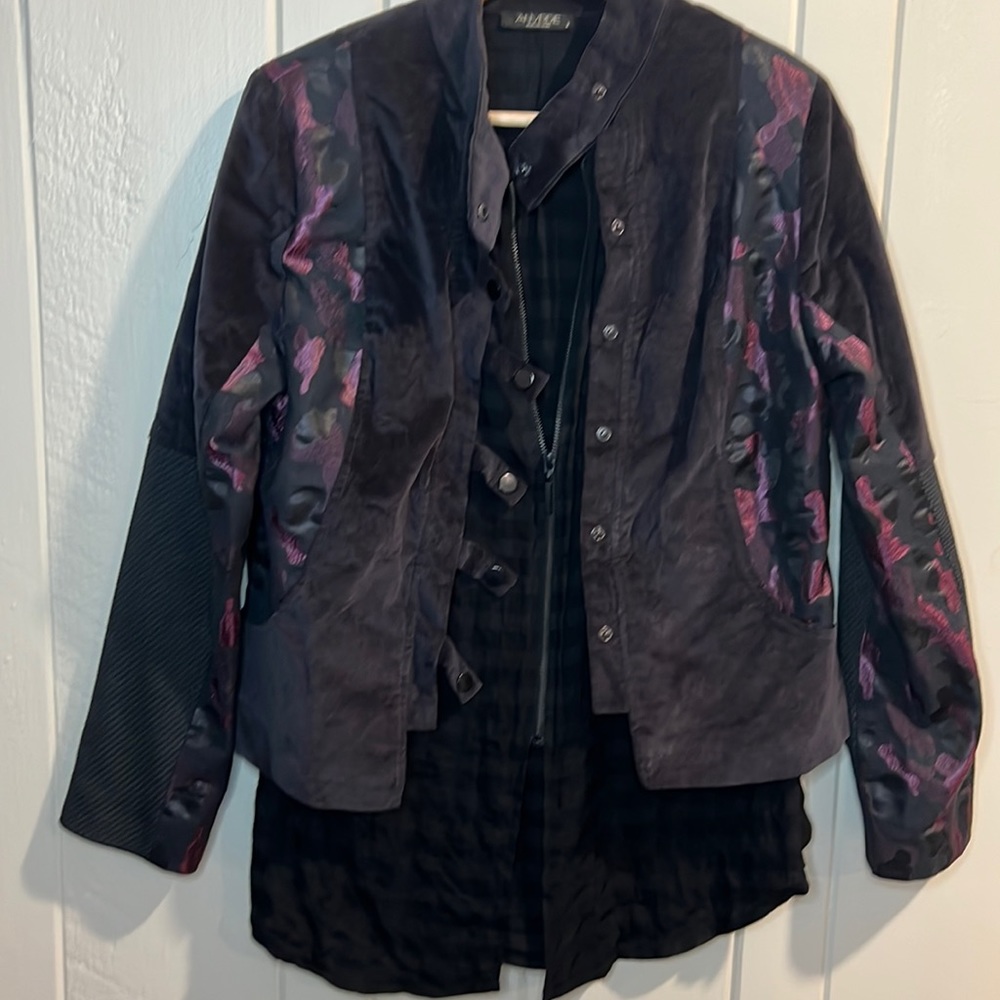 ANVRDIE Angels Never Die Velvet Jacket Coat Purple and Black vintage y2k